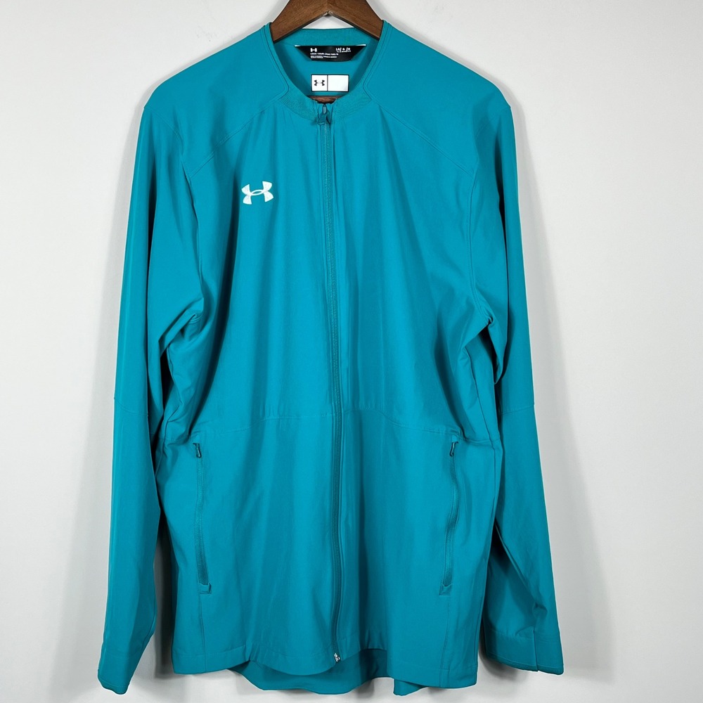 Under Armour Mens Large Tall Teal Blue Full Zip Lightweight Training Jacket LG T